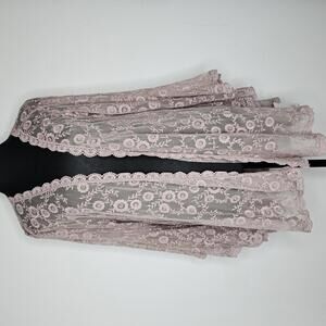 NWT Miss Chevous Women's Pink/Lace Cardigan Size L/XL